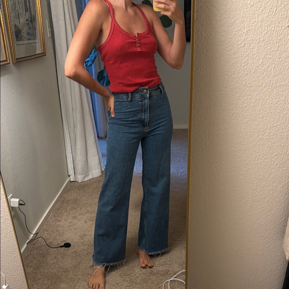 High-Rise Wide-Leg Women's Jeans - Blue